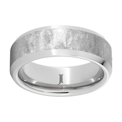 Men's Sentinel Hand Textured & Serinium & Ceramic Wedding Ring (8mm)